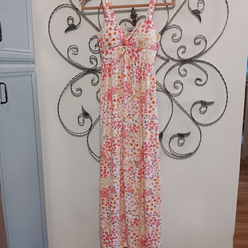 JAMIE & LAYLA stretch knit floral maxi sundress with bra, S